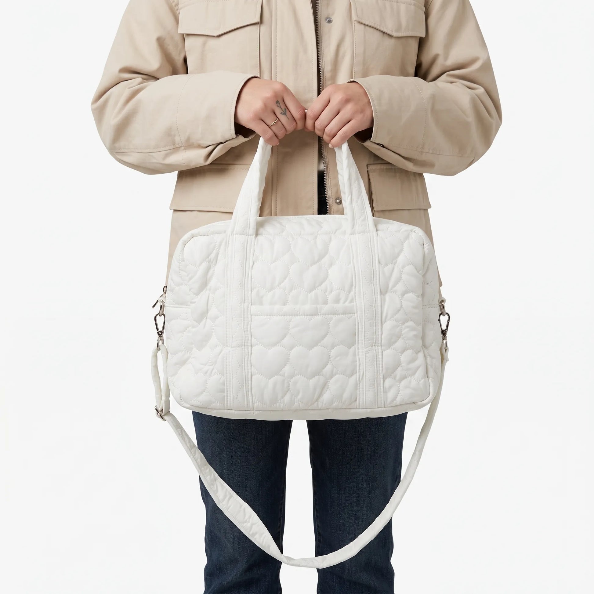 Baby Luiertas Tote Bag – Witte Gewatteerde Luiertas