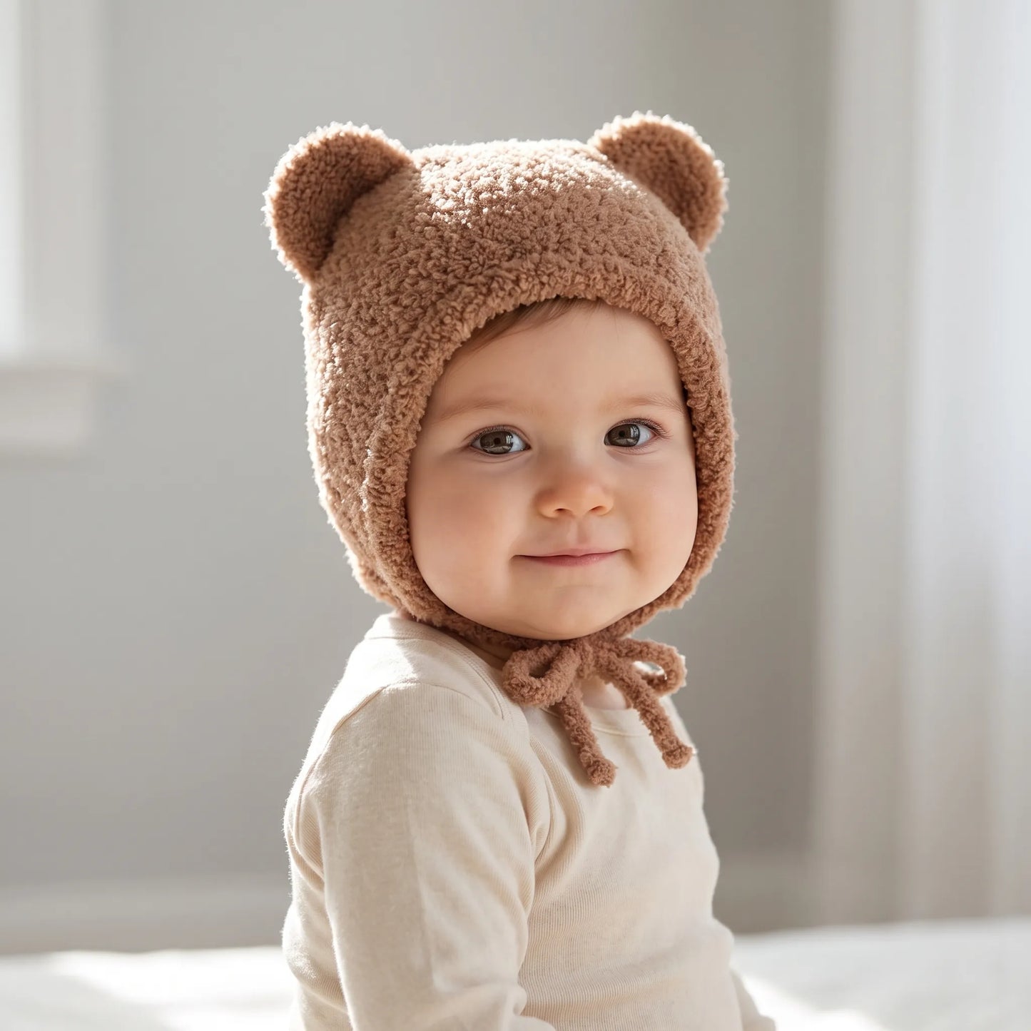 Baby Muts Met Berenoortjes – Pluizige Wintermuts Met Oorkleppen Voor Baby's
