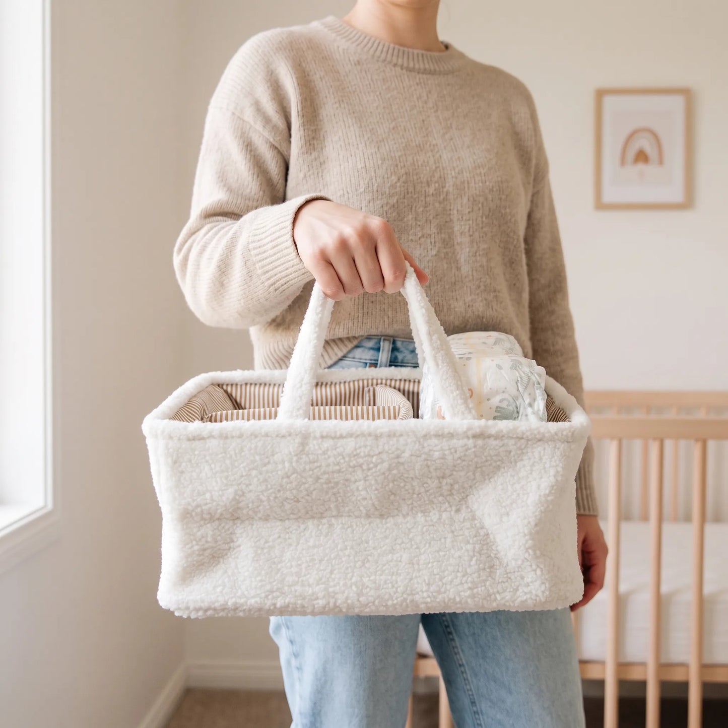 Baby Opbergmand – Caddy Organizer Met Handvatten En Meerdere Vakken