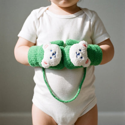 Baby Wantjes Gebreid | Warme Handschoenen met Berenmotief | 8 Kleuren