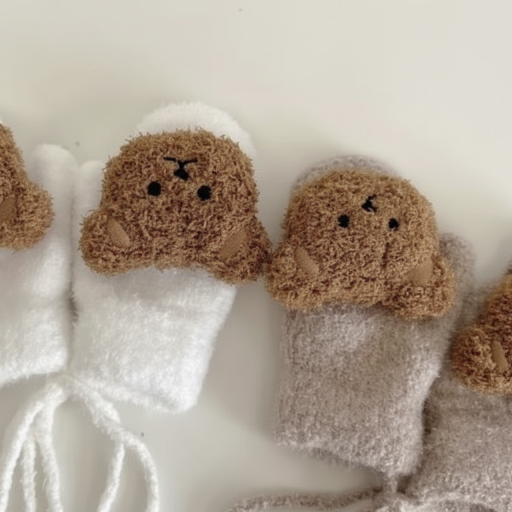 Baby Wantjes Gebreid | Warme Handschoenen met Berenmotief | 8 Kleuren