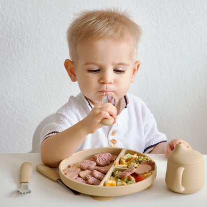 Babybestekset met opbergdoos – veilig kinderbestek van RVS met zachte antisliphandgrepen-MiniBea