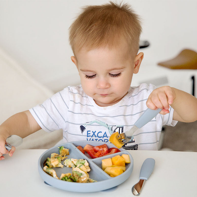 Babybestekset met opbergdoos – veilig kinderbestek van RVS met zachte antisliphandgrepen-MiniBea