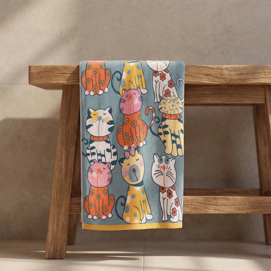 Babyhanddoek Met Kattenprint – Schattige Baby Badhanddoek