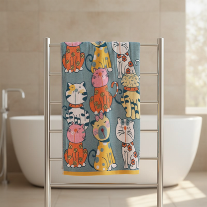 Babyhanddoek Met Kattenprint – Schattige Baby Badhanddoek