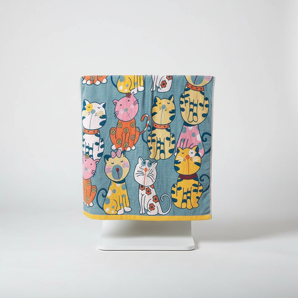 Babyhanddoek Met Kattenprint – Schattige Baby Badhanddoek