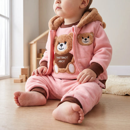 Babykleding Set 3-delig | Trui Bodywarmer en Broek | Berenmotief