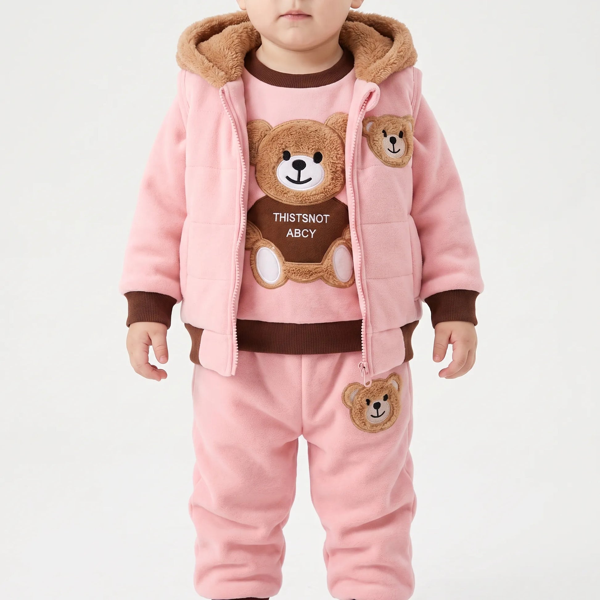 Babykleding Set 3-delig | Trui Bodywarmer en Broek | Berenmotief