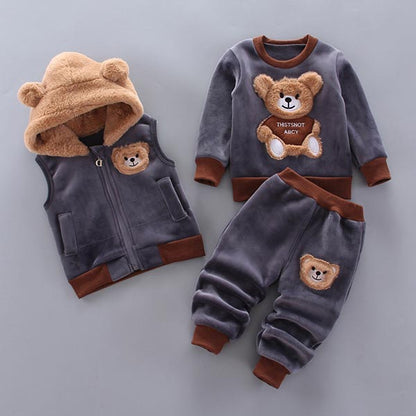 Babykleding Set 3-delig | Trui Bodywarmer en Broek | Berenmotief