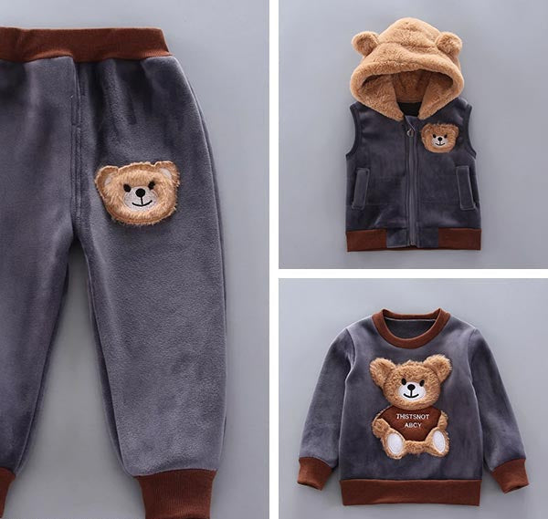 Babykleding Set 3-delig | Trui Bodywarmer en Broek | Berenmotief