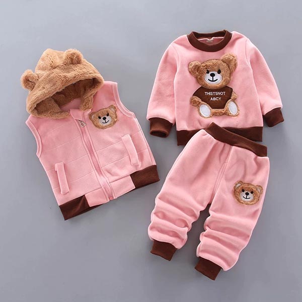 Babykleding Set 3-delig | Trui Bodywarmer en Broek | Berenmotief