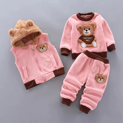 Babykleding Set 3-delig | Trui Bodywarmer en Broek | Berenmotief