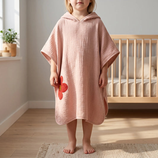 Badcape Hydrofiel | Mousseline Badponcho met Capuchon | Licht en Sneldrogend