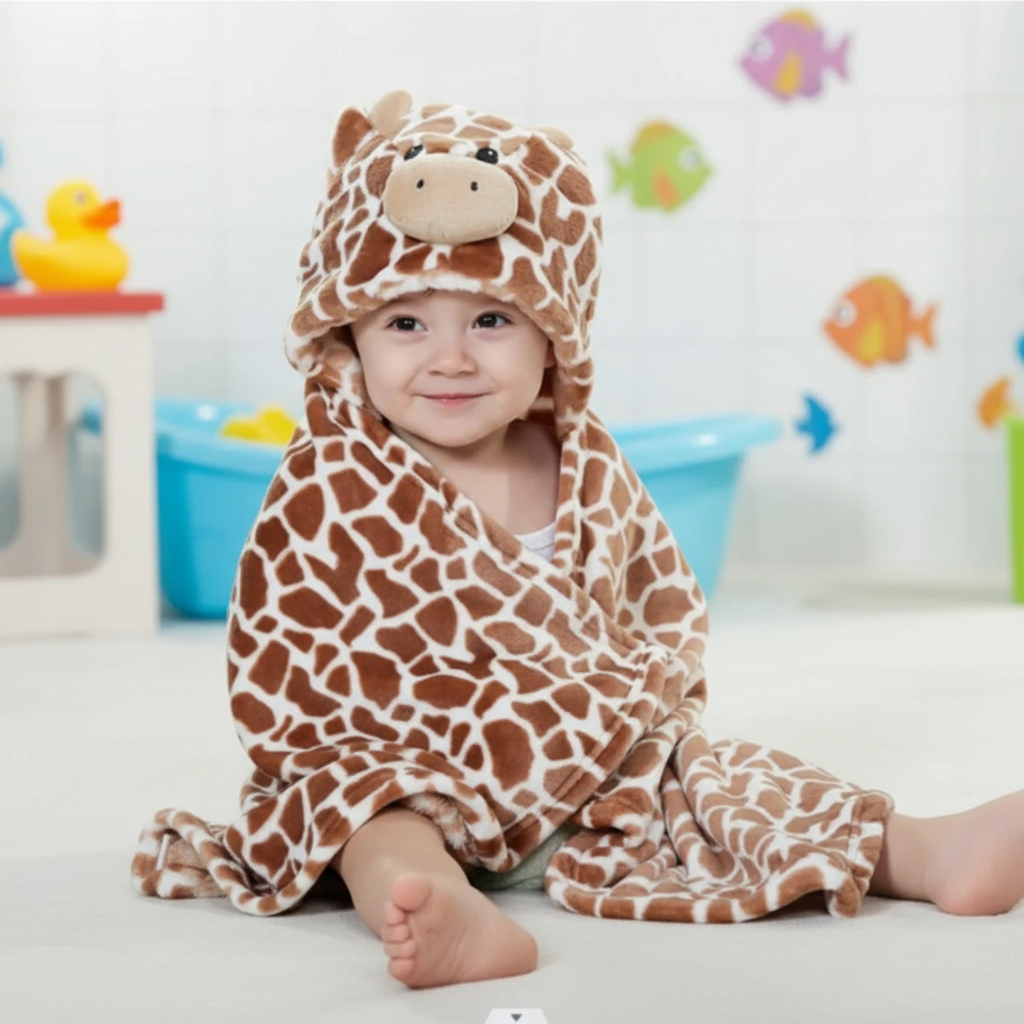 Badcape Kind | Capuchon Handdoek met Dieren | Badponcho Baby