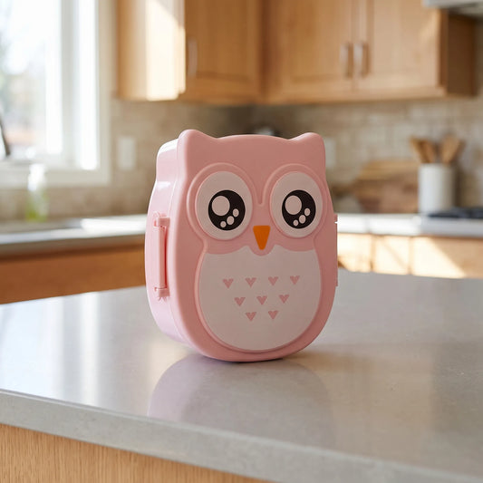 Broodtrommel Kinderen | Uilvormige Lunchbox met 2 Vakken | Inclusief Lepel en Vork