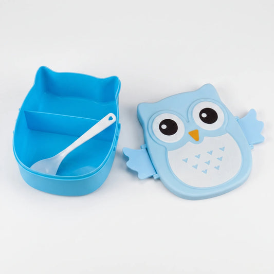 Broodtrommel Kinderen | Uilvormige Lunchbox met 2 Vakken | Inclusief Lepel en Vork
