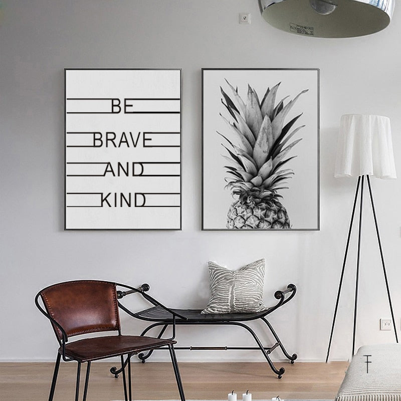 Canvas Schilderij Ananas | Wanddecoratie met Quote | Kinderkamer en Woonkamer