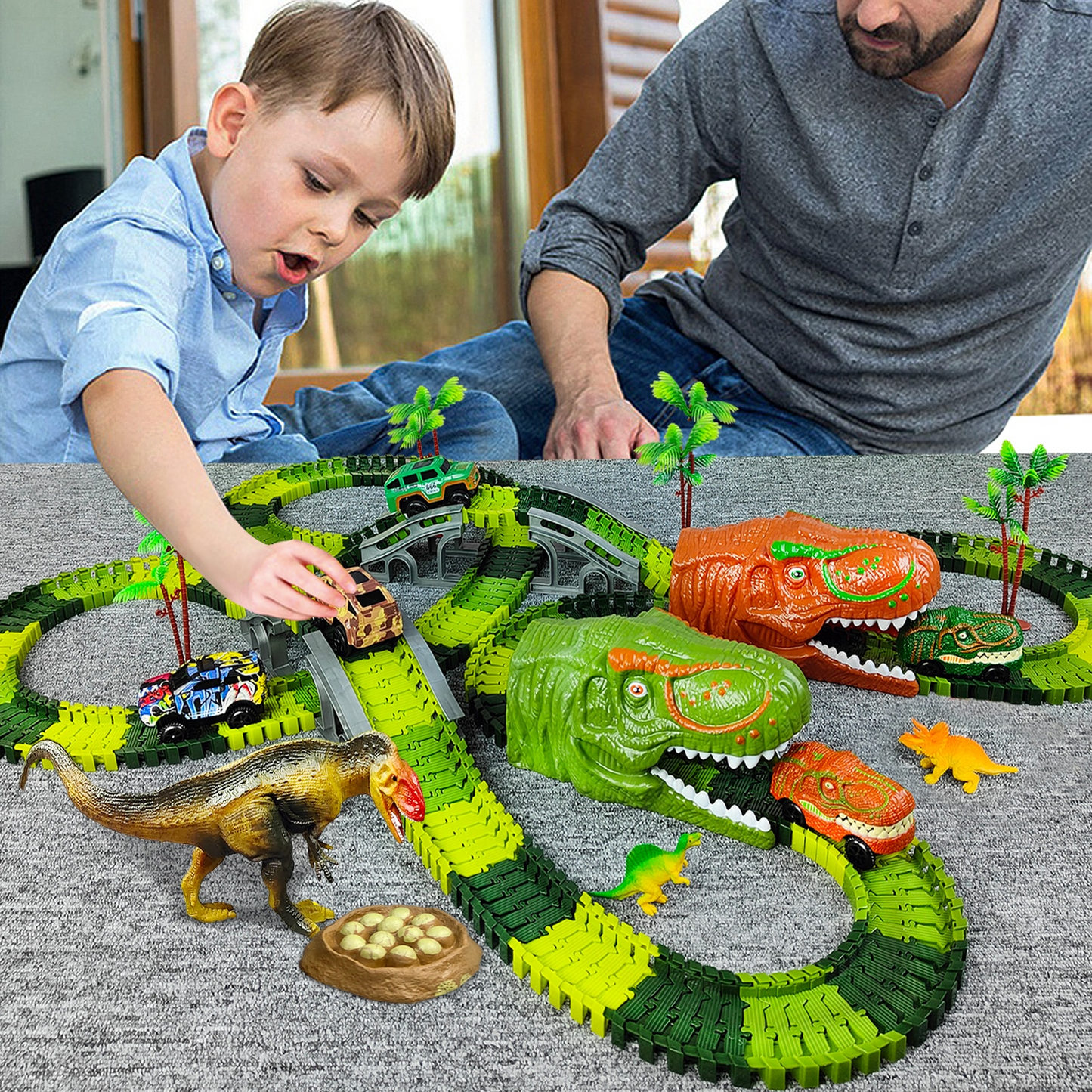 Dinosaurus Racebaan Set – Autobaan Speelset Voor Kinderen