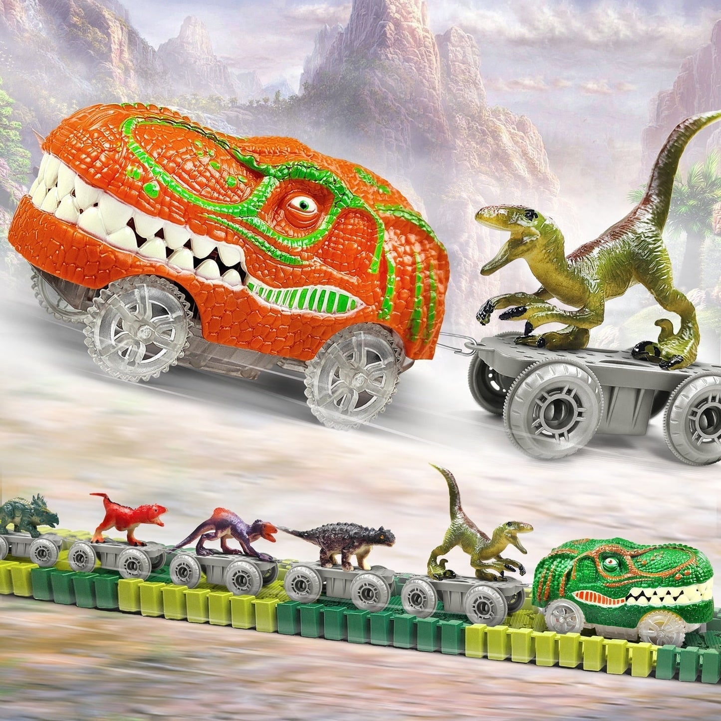 Dinosaurus Racebaan Set – Autobaan Speelset Voor Kinderen