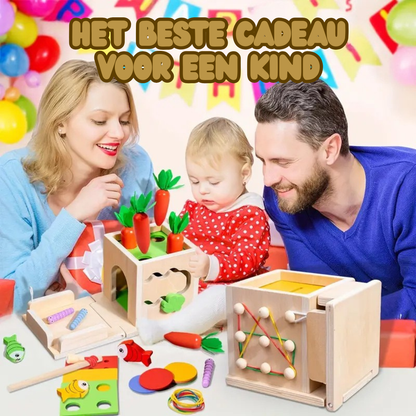 Montessori Houten Speelset – Sensorische Activiteitskubus Voor Peuters