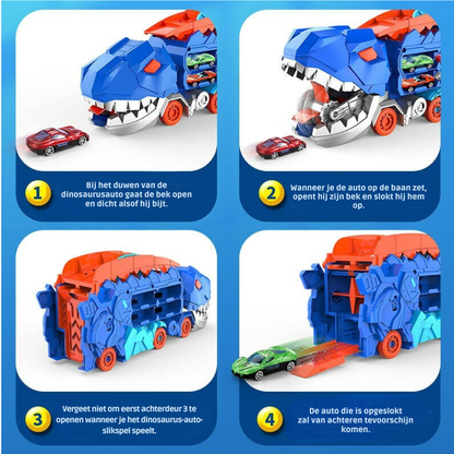 Dinosaurus Auto Speelgoed – 2-in-1 Dinosaurus Transporttruck Met Lanceerhelling
