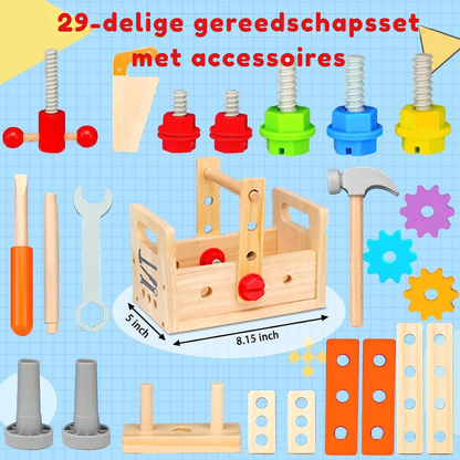 Montessori Peuter Gereedschapsset – Houten Werkbank Toolbox Speelgoed