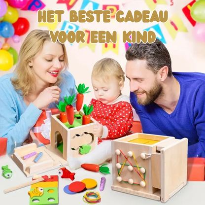Montessori Houten Speelset – Activiteitenkubus Set Voor Peuters