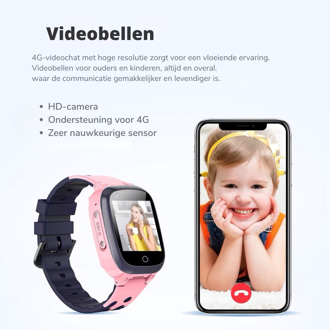 GPS Smartwatch Kinderen - 4G Horloge met Videobellen en SOS Knop