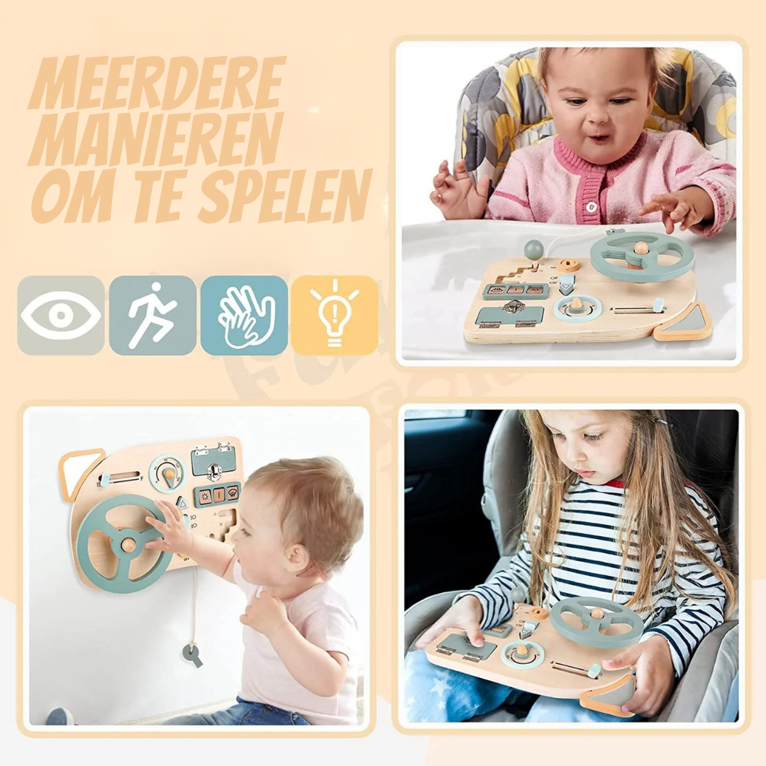 Houten Stuurwiel Activiteitenbord – Montessori Stuurwiel Speelset Voor Kinderen