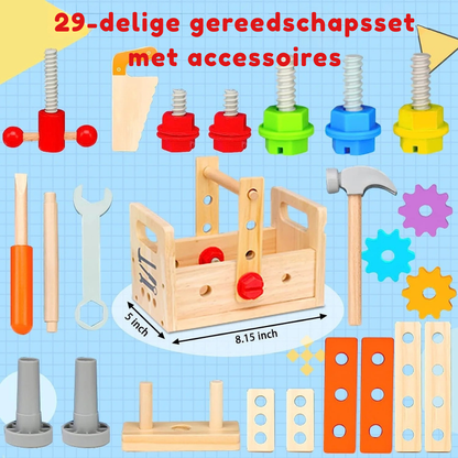 Houten Werkbank Speelgoed – Montessori Gereedschapsbank Set Voor Peuters