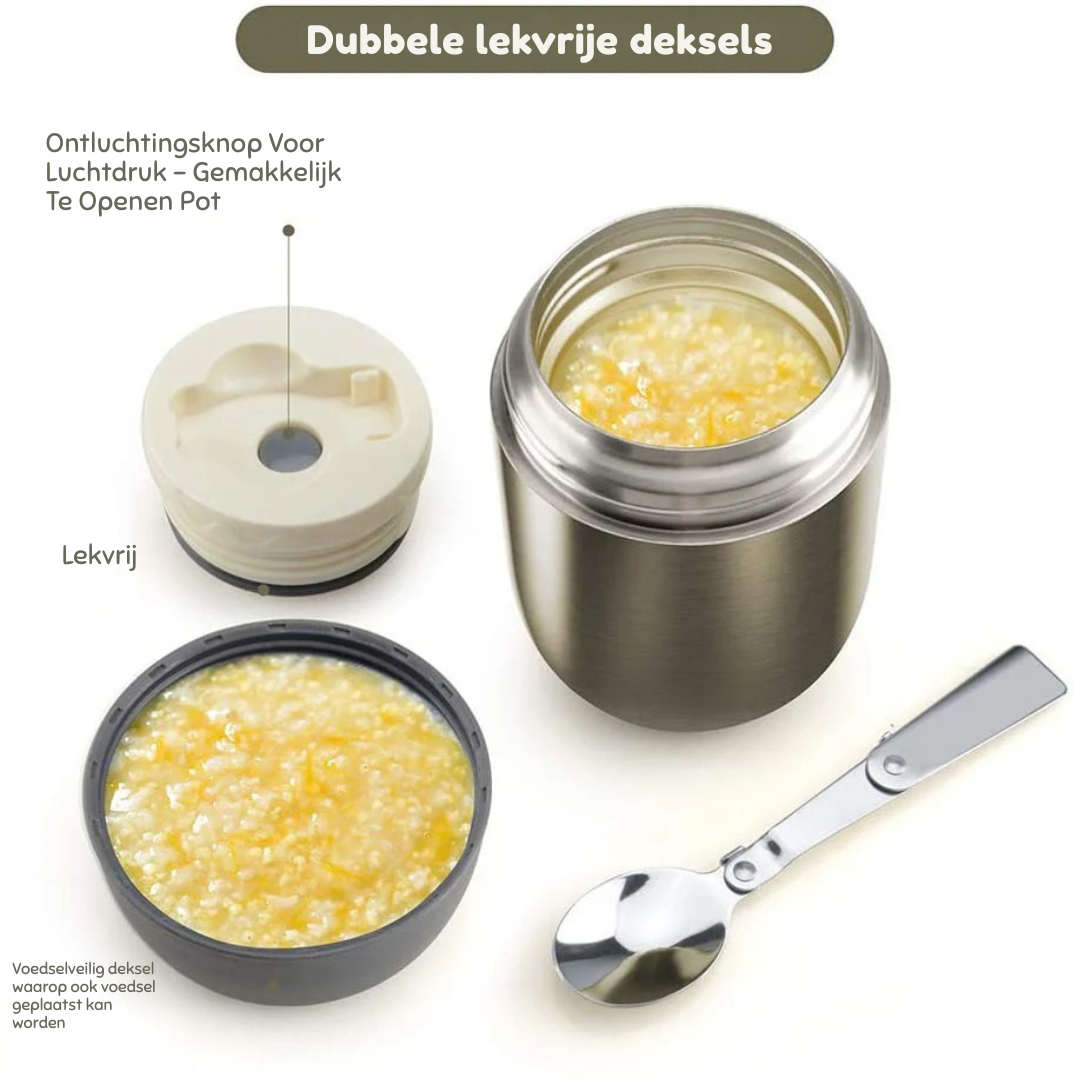 Geïsoleerde Voedselcontainer – Lekvrije Thermos Voedselpot Met Lepel