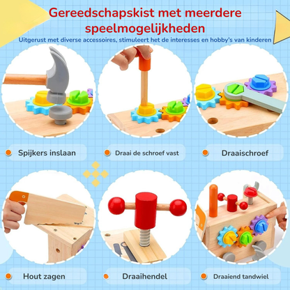 Montessori Peuter Gereedschapsset – Houten Werkbank Toolbox Speelgoed