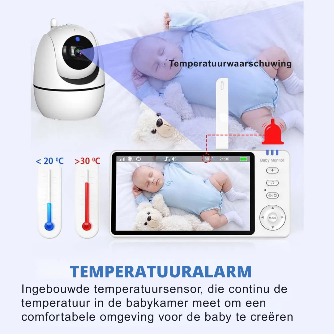HD Video Babyfoon – 5-Inch Babyfoon Met PTZ-Camera En Nachtzicht