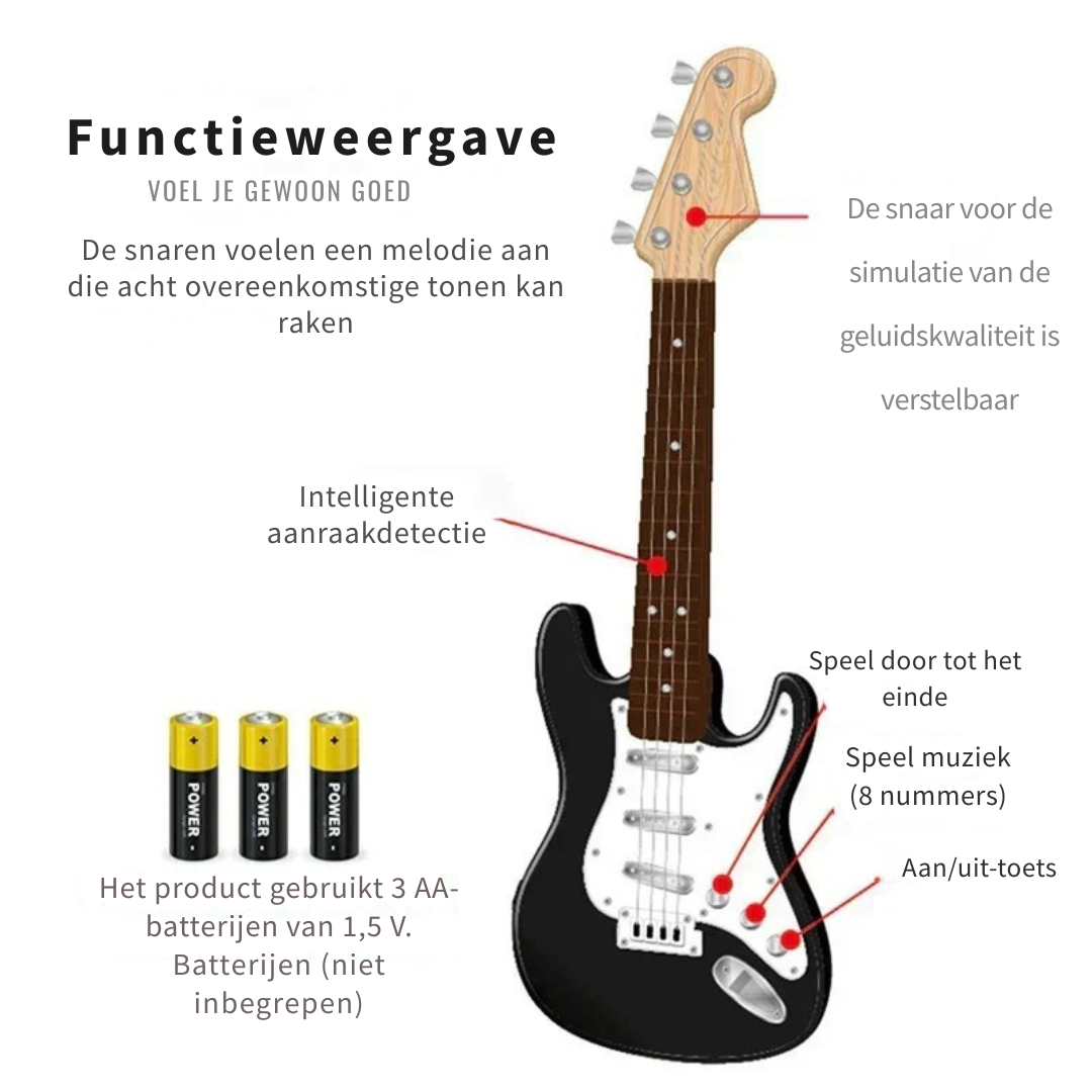 Elektrische Kindergitaar - Draagbaar Muziekinstrument Speelgoed voor Peuters