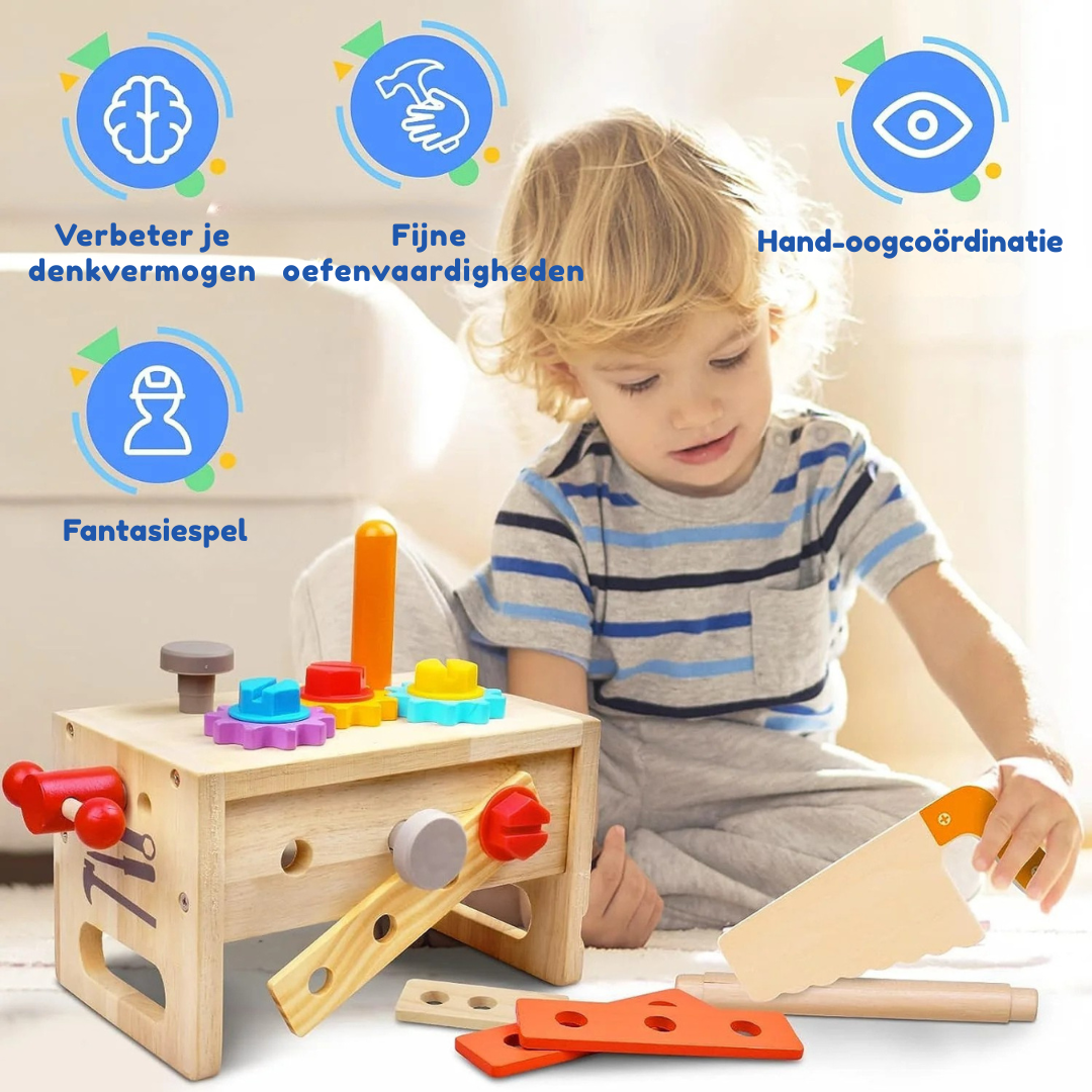 Houten Werkbank Speelgoed – Montessori Gereedschapsbank Set Voor Peuters