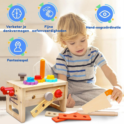 Houten Werkbank Speelgoed – Montessori Gereedschapsbank Set Voor Peuters