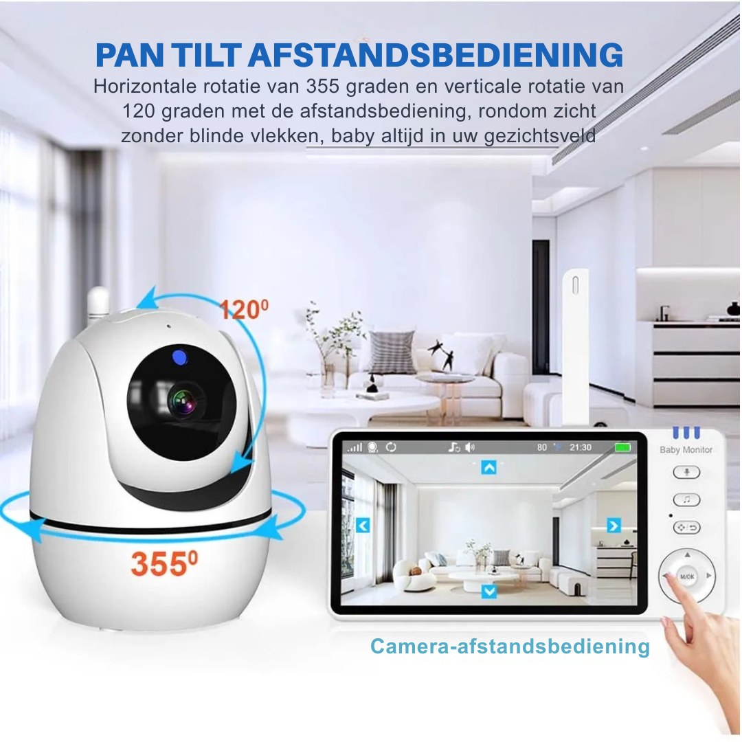 HD Video Babyfoon – 5-Inch Babyfoon Met PTZ-Camera En Nachtzicht