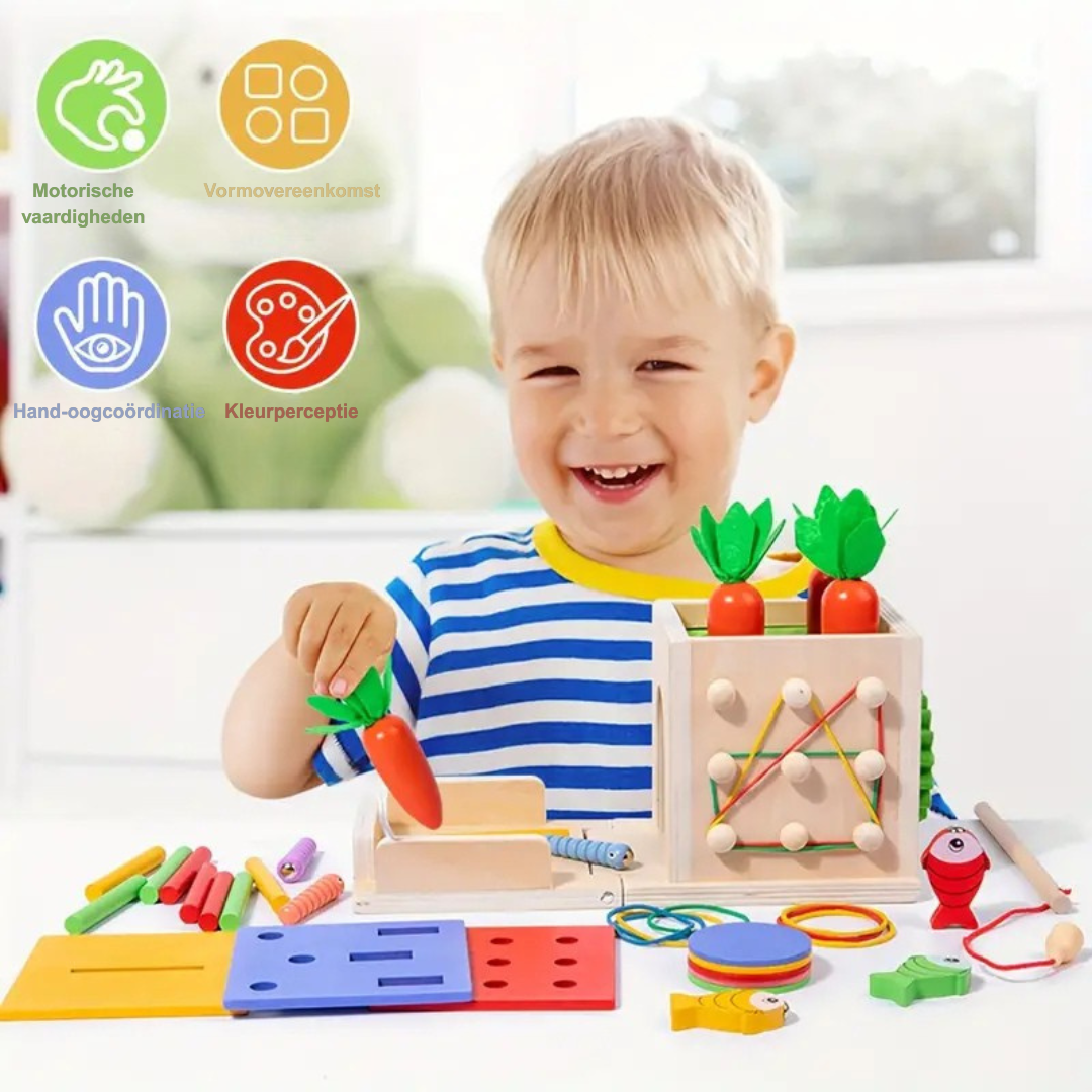 Montessori Houten Speelset – Activiteitenkubus Set Voor Peuters