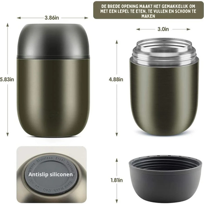 Geïsoleerde Voedselcontainer – Lekvrije Thermos Voedselpot Met Lepel