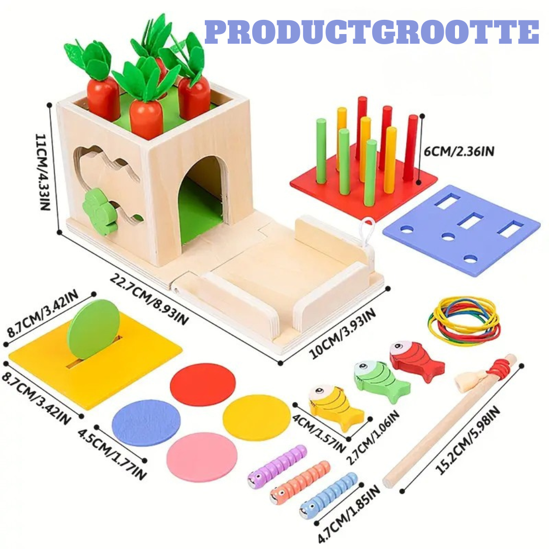 Montessori Houten Speelset – Activiteitenkubus Set Voor Peuters