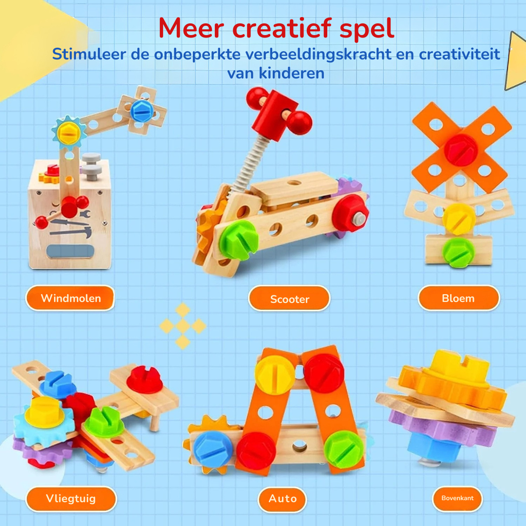 Montessori Peuter Gereedschapsset – Houten Werkbank Toolbox Speelgoed
