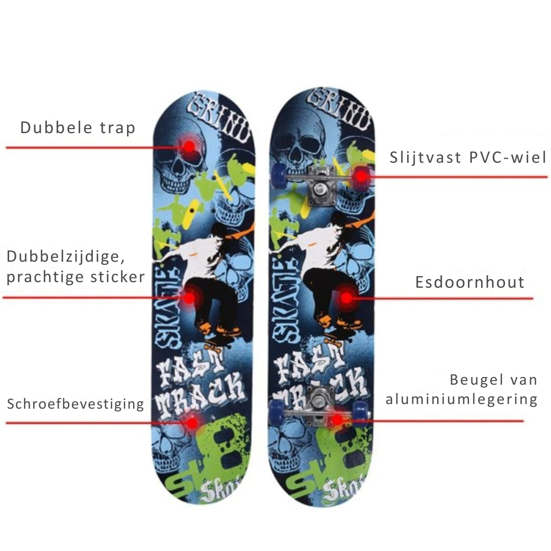 Kinderskateboard - Draagbaar Skateboard voor Kinderen 4-8 Jaar