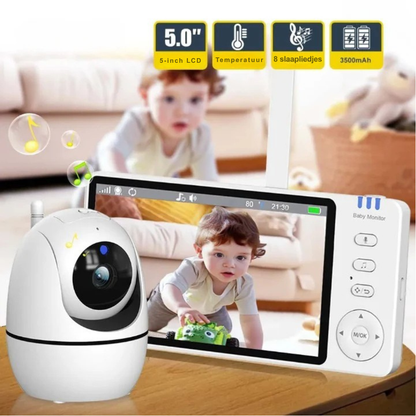 HD Video Babyfoon – 5-Inch Babyfoon Met PTZ-Camera En Nachtzicht