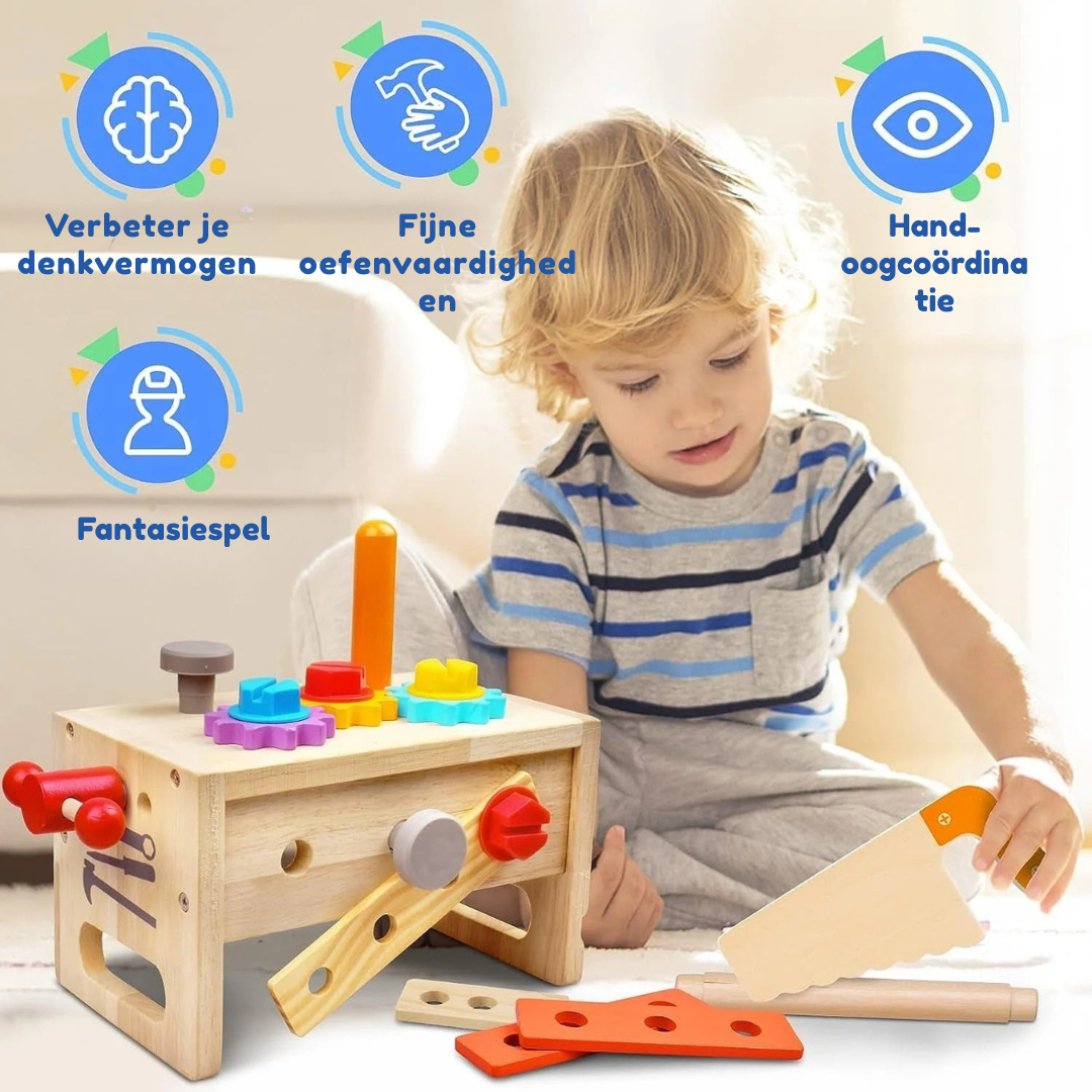Montessori Peuter Gereedschapsset – Houten Werkbank Toolbox Speelgoed
