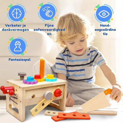 Montessori Peuter Gereedschapsset – Houten Werkbank Toolbox Speelgoed