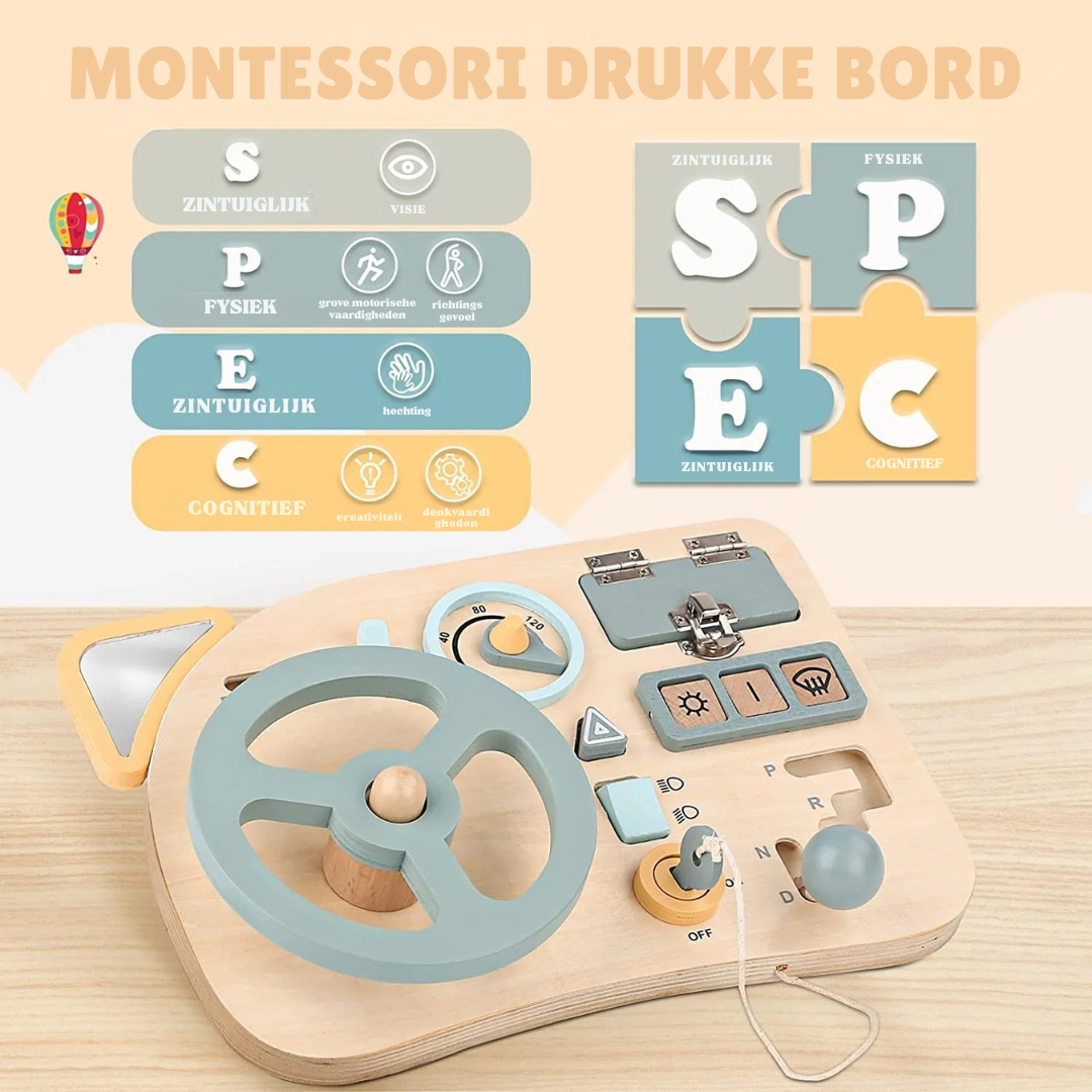 Houten Stuurwiel Activiteitenbord – Montessori Stuurwiel Speelset Voor Kinderen