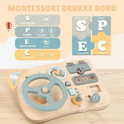 Houten Stuurwiel Activiteitenbord – Montessori Stuurwiel Speelset Voor Kinderen