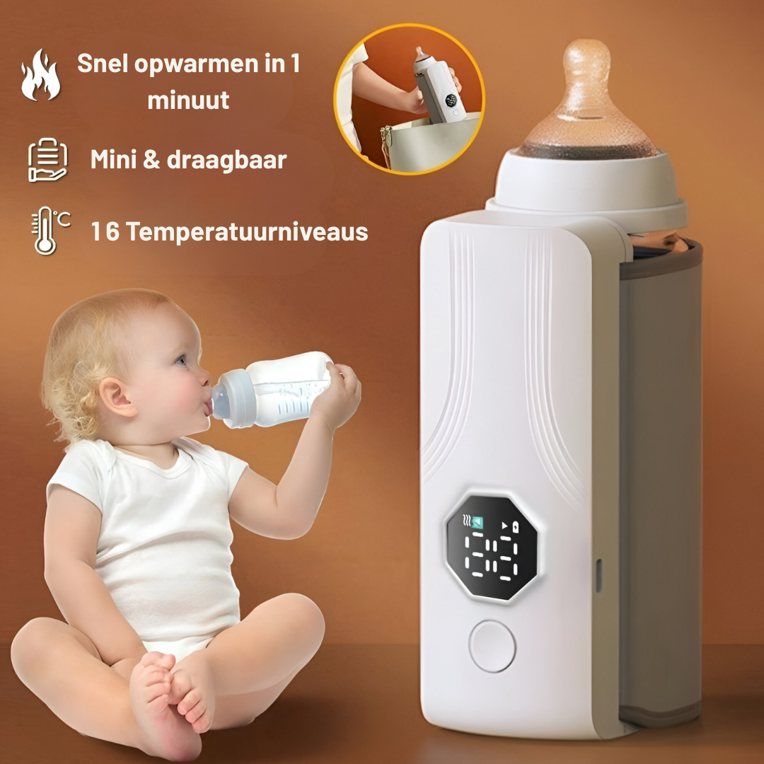 Draagbare Flessenwarmer Baby Onderweg | USB Oplaadbaar | 6 Temperatuurstanden