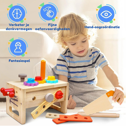 Montessori Houten Gereedschapskist – Gereedschap Speelset Voor Kinderen