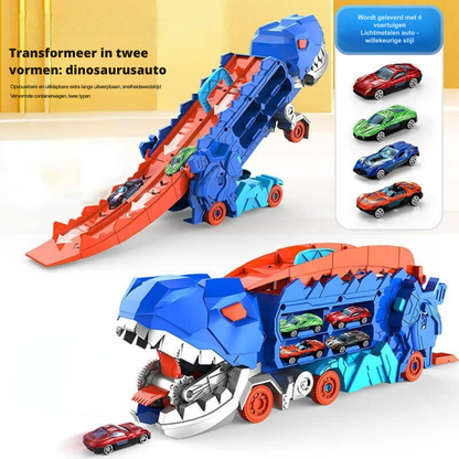 Dinosaurus Auto Speelgoed – 2-in-1 Dinosaurus Transporttruck Met Lanceerhelling
